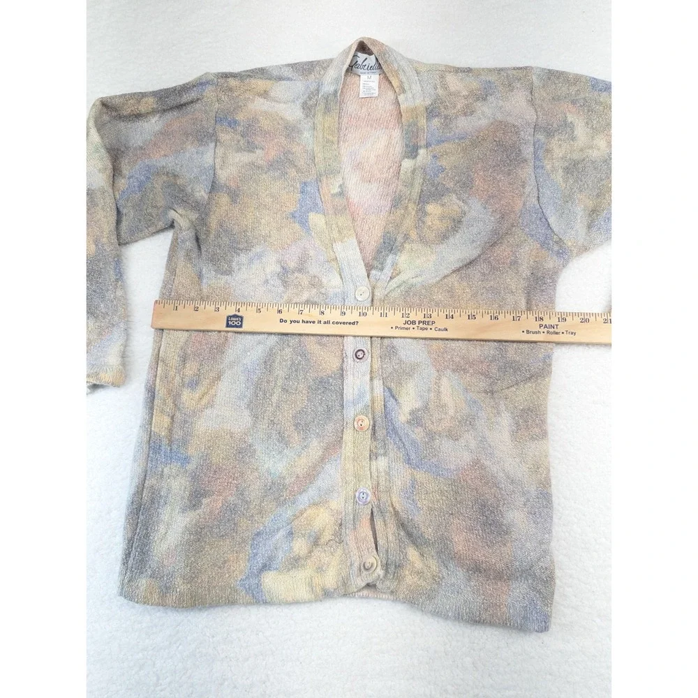 Vintage Gabriella T Linen Blend‎ All Over Floral Pastel V Neck Cardigan Italy M